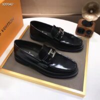 Louis Vuitton LV Men Major Loafer Black Glazed Calf Leather Monogram Canvas