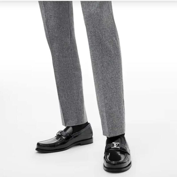 Louis Vuitton LV Men Major Loafer Black Glazed Calf Monogram Canvas (2)