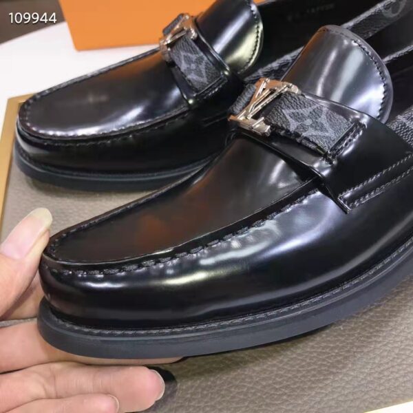 Louis Vuitton LV Men Major Loafer Black Glazed Calf Monogram Canvas (8)