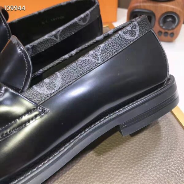 Louis Vuitton LV Men Major Loafer Black Glazed Calf Monogram Canvas (9)