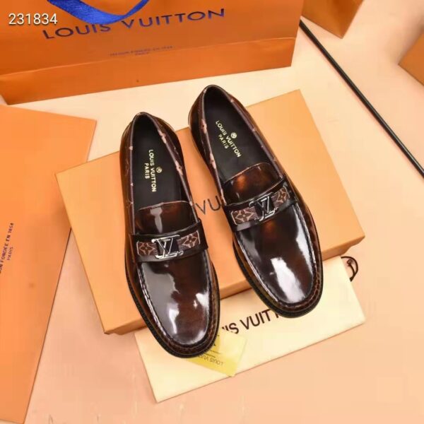 Louis Vuitton LV Men Major Loafer Ebene Glazed Calf Leather Monogram Canvas (2)