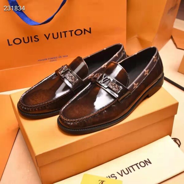 Louis Vuitton LV Men Major Loafer Ebene Glazed Calf Leather Monogram Canvas (4)