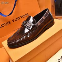 Louis Vuitton LV Men Major Loafer Ebene Glazed Calf Leather Monogram Canvas