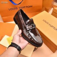 Louis Vuitton LV Men Major Loafer Ebene Glazed Calf Leather Monogram Canvas