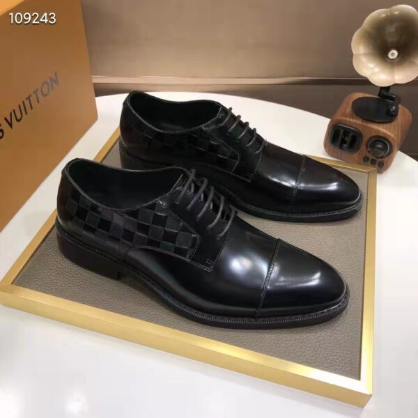 Louis Vuitton LV Men Minister Derby Damier Gglazed Calf Leather Graphite (4)