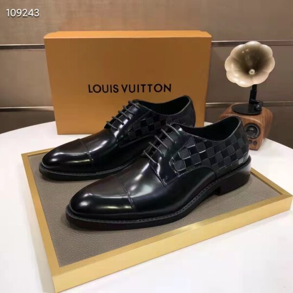 Louis Vuitton LV Men Minister Derby Damier Gglazed Calf Leather Graphite (5)