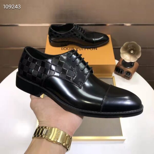 Louis Vuitton LV Men Minister Derby Damier Gglazed Calf Leather Graphite (6)