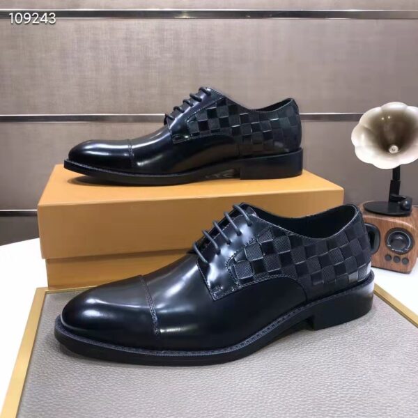 Louis Vuitton LV Men Minister Derby Damier Gglazed Calf Leather Graphite (7)