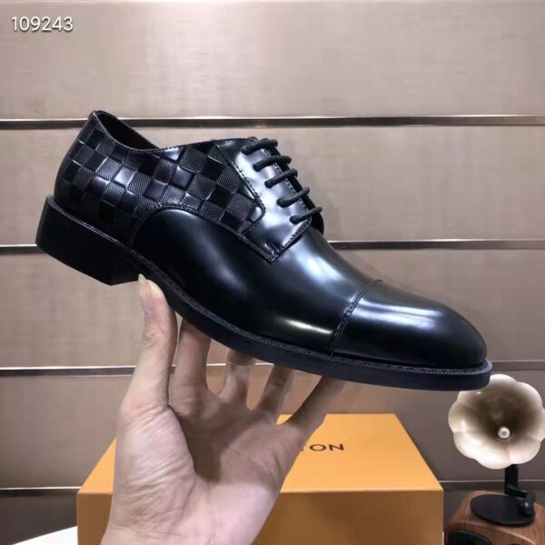 Louis Vuitton LV Men Minister Derby Damier Gglazed Calf Leather Graphite (8)