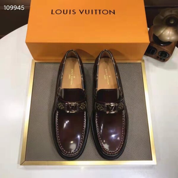 Louis Vuitton LV Men Saint Germain Loafer Ebene Glazed Calf Monogram Canvas (2)
