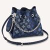 Louis Vuitton LV Unisex Bella Bag Navy Blue Mahina Calfskin