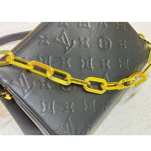 Louis Vuitton LV Unisex Coussin BB Black Monogram-Embossed Puffy Lambskin Calfskin (12)