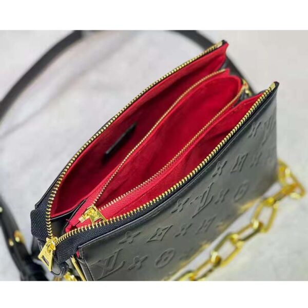 Louis Vuitton LV Unisex Coussin BB Black Monogram-Embossed Puffy Lambskin Calfskin (14)