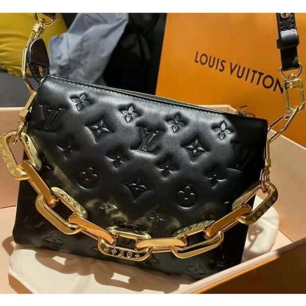 Louis Vuitton LV Unisex Coussin BB Black Monogram-Embossed Puffy Lambskin Calfskin (6)