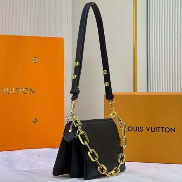 Louis Vuitton LV Unisex Coussin BB Black Monogram-Embossed Puffy Lambskin Calfskin (8)