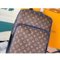 Louis Vuitton LV Unisex Dean Backpack Blue Monogram Macassar Coated Canvas Cowhide Leather (5)