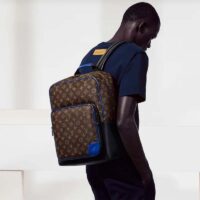 Louis Vuitton LV Unisex Dean Backpack Blue Monogram Macassar Coated Canvas Cowhide Leather (5)