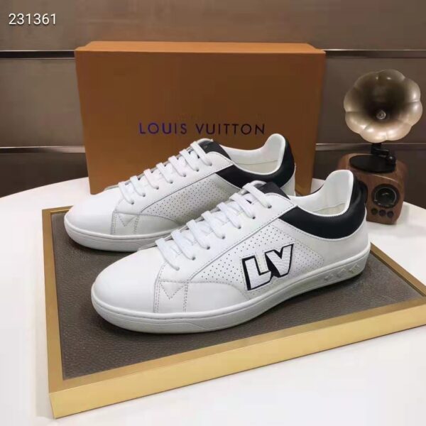 Louis Vuitton LV Unisex Luxembourg Sneaker Black White Perforated Calf Leather (3)