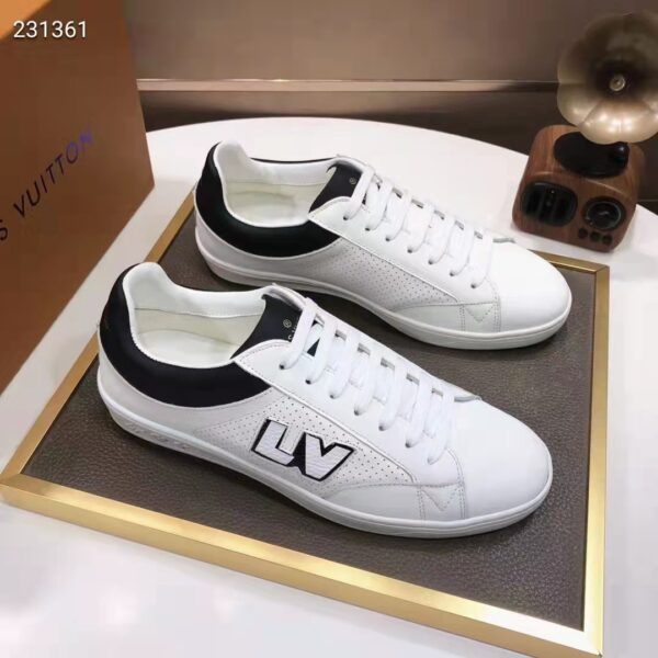 Louis Vuitton LV Unisex Luxembourg Sneaker Black White Perforated Calf Leather (4)