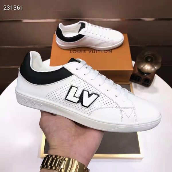 Louis Vuitton LV Unisex Luxembourg Sneaker Black White Perforated Calf Leather (5)