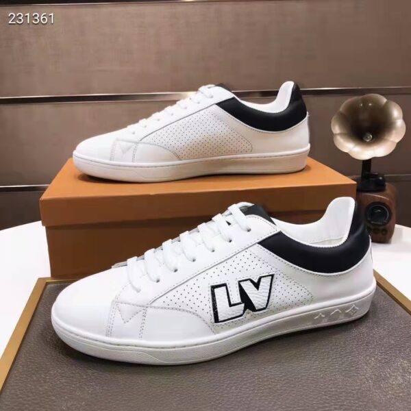 Louis Vuitton LV Unisex Luxembourg Sneaker Black White Perforated Calf Leather (6)