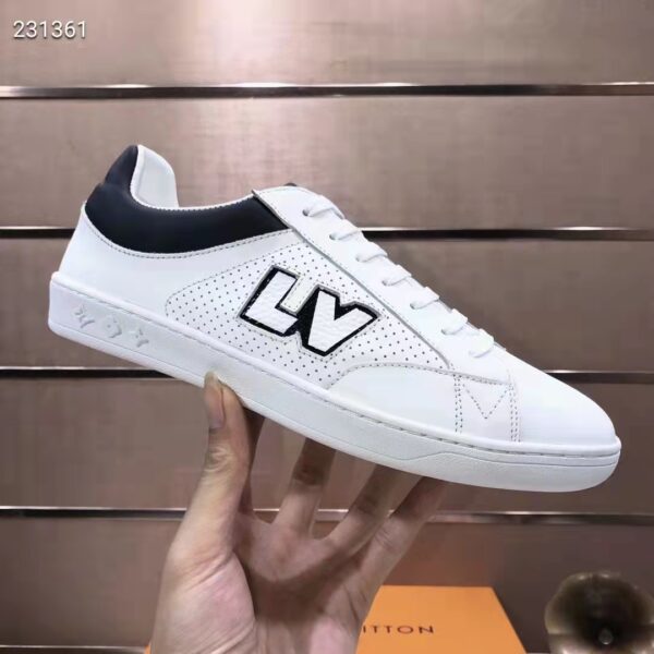 Louis Vuitton LV Unisex Luxembourg Sneaker Black White Perforated Calf Leather (7)