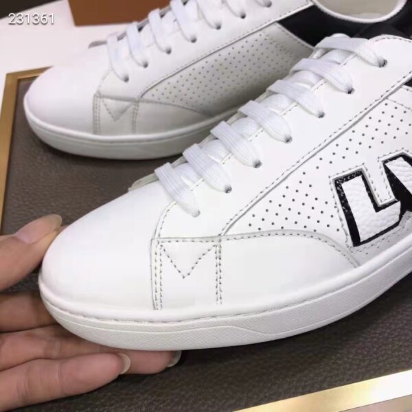 Louis Vuitton LV Unisex Luxembourg Sneaker Black White Perforated Calf Leather (8)