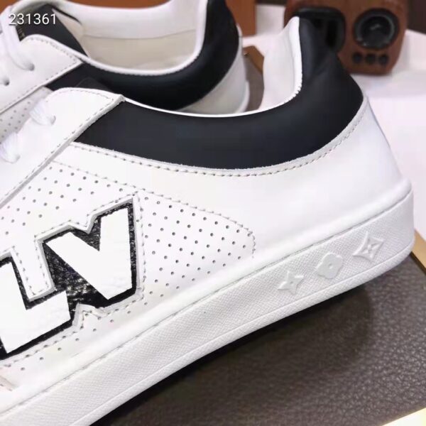 Louis Vuitton LV Unisex Luxembourg Sneaker Black White Perforated Calf Leather (9)