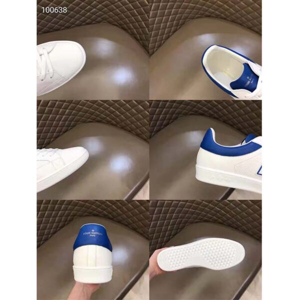 Louis Vuitton LV Unisex Luxembourg Sneaker Blue Perforated Calf Leather Rubber (10)