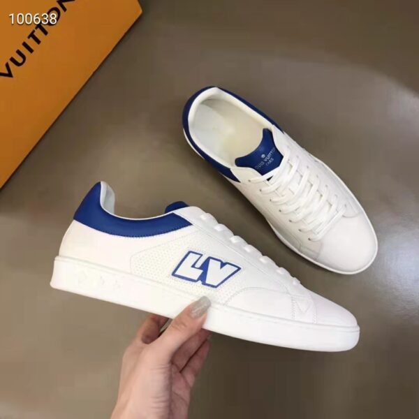 Louis Vuitton LV Unisex Luxembourg Sneaker Blue Perforated Calf Leather Rubber (2)