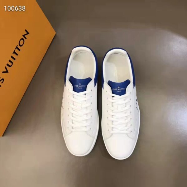 Louis Vuitton LV Unisex Luxembourg Sneaker Blue Perforated Calf Leather Rubber (4)