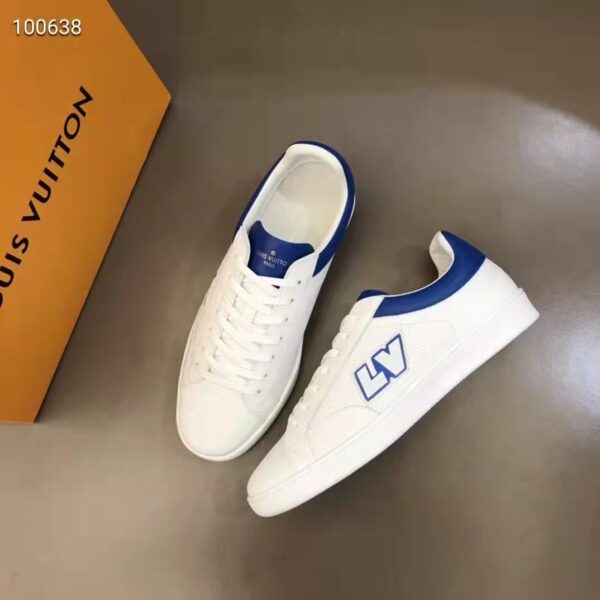 Louis Vuitton LV Unisex Luxembourg Sneaker Blue Perforated Calf Leather Rubber (5)