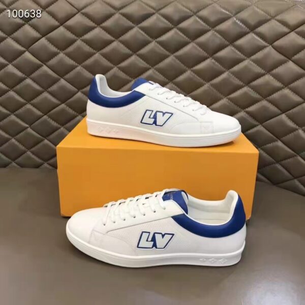 Louis Vuitton LV Unisex Luxembourg Sneaker Blue Perforated Calf Leather Rubber (6)