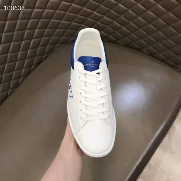Louis Vuitton LV Unisex Luxembourg Sneaker Blue Perforated Calf Leather Rubber (8)