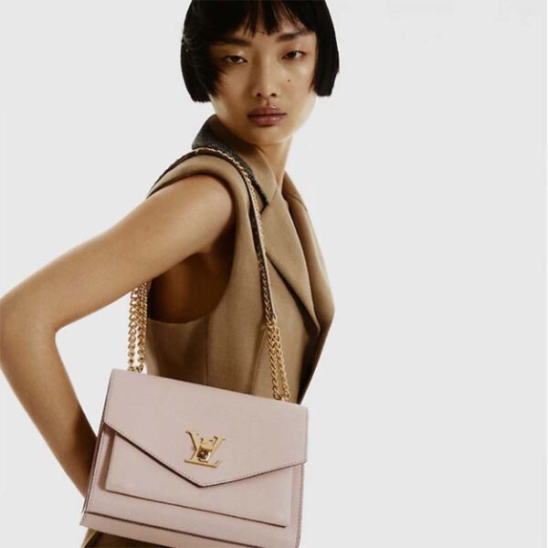 Louis Vuitton LV Unisex Mylockme Chain Bag Beige Soft Grained Calfskin (3)