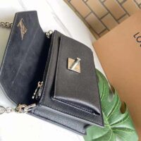 Louis Vuitton LV Unisex Mylockme Chain Pochette Black Soft Grained Calfskin