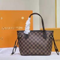 Louis Vuitton LV Unisex Neverfull PM Tote Brown Damier Ebene Coated Canvas (1)