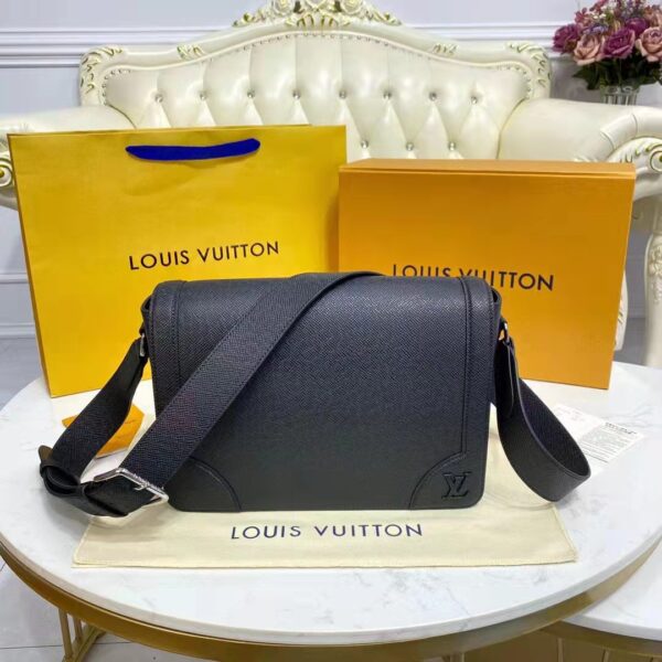 Louis Vuitton LV Unisex New Flap Messenger Black Taiga Cowhide Leather (6)