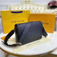 Louis Vuitton LV Unisex New Flap Messenger Black Taiga Cowhide Leather (1)