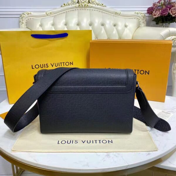 Louis Vuitton LV Unisex New Flap Messenger Black Taiga Cowhide Leather (8)