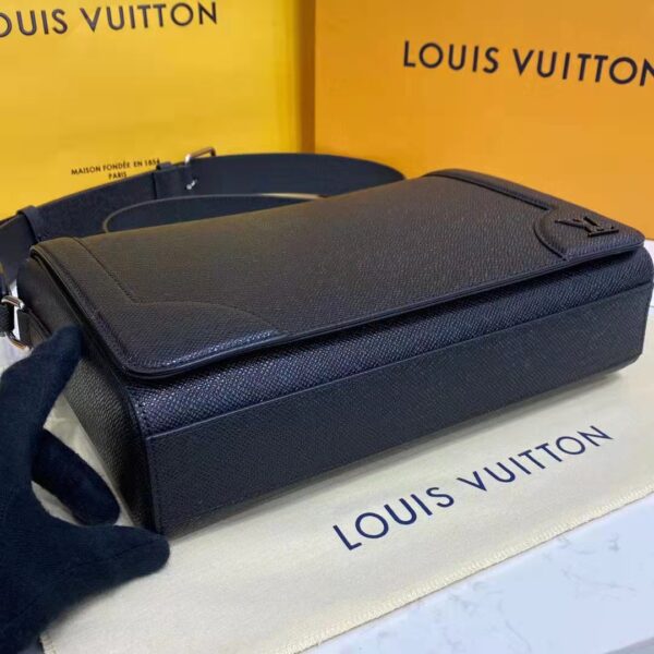Louis Vuitton LV Unisex New Flap Messenger Black Taiga Cowhide Leather (9)