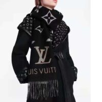 Louis Vuitton LV Unisex Studdy Reykjavik Scarf Black Cashmere Monogram (2)