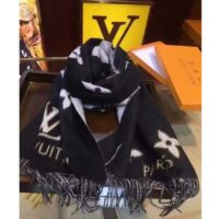 Louis Vuitton LV Unisex Studdy Reykjavik Scarf Black Cashmere Monogram (2)