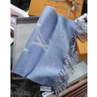 Louis Vuitton LV Unisex Studdy Reykjavik Scarf Denim Blue Allover Monogram Jacquard Weave (1)