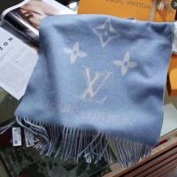 Louis Vuitton LV Unisex Studdy Reykjavik Scarf Denim Blue Allover Monogram Jacquard Weave (1)