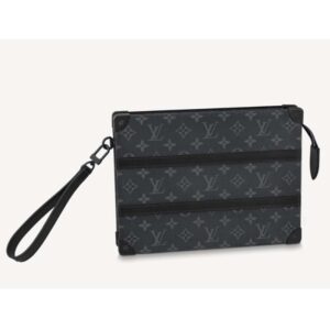 Louis Vuitton LV Unisex Trunk Pouch Black Monogram Eclipse Canvas Leather