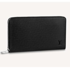 Louis Vuitton LV Unisex Zippy Organizer Wallet Taiga Leather Black Noir