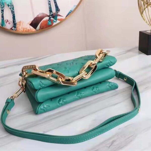 Louis Vuitton LV Women Coussin BB Handbag Emerald Monogram Embossed Puffy Lambskin (1)