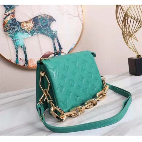 Louis Vuitton LV Women Coussin BB Handbag Emerald Monogram Embossed Puffy Lambskin (10)