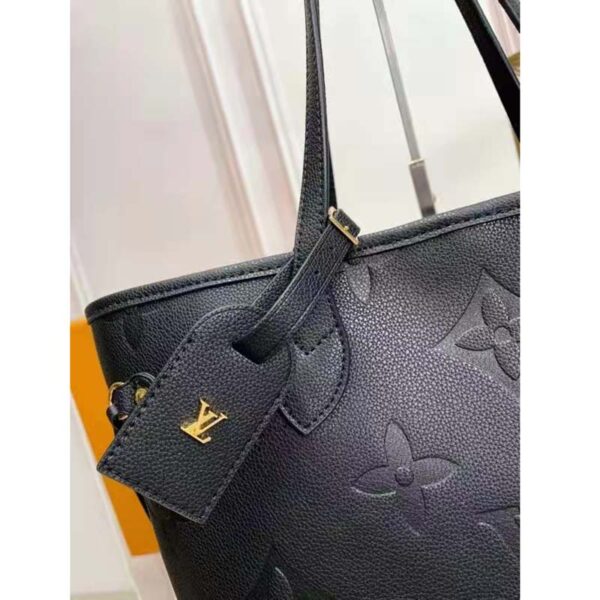 Louis Vuitton LV Women Neverfull MM Tote Black Embossed Cowhide Leather (3)